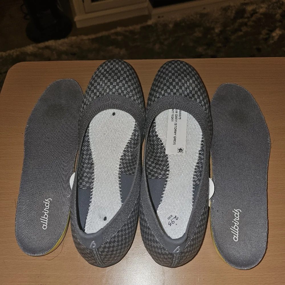 ALLBIRDS 'Tree Breezer' Beautiful Flats, Stormy Gray 7.5 EXCELLENT Pre-owned!